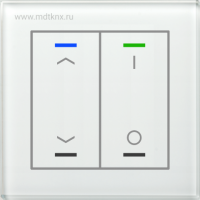 MDT BE-GTL2TW.C1 Выключатель сенсорный KNX Glass Push Button II Lite 2-кнопочный, c символами  I/O и ↑/↓, термодатчик